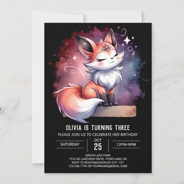 Invitación Naturaleza encantada Fox Cumpleaños digital (Anverso)