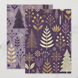 Invitación Naturaleza escandinava dorada y púrpura imprimible