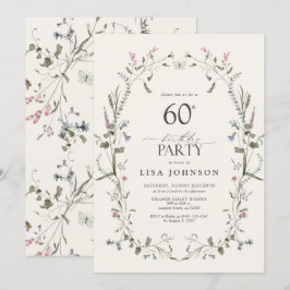 Invitación Naturaleza Floral 60 cumpleaños fiesta acuarela