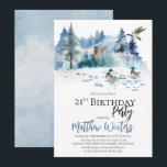 Invitación Naturaleza forestal de Woodland 21ª Fiesta de cump<br><div class="desc">Escena boscosa con temática natural,  con patos fiesta por su "cumpleaños 21". Diseño compuesto por Holiday Hearts Designs.</div>