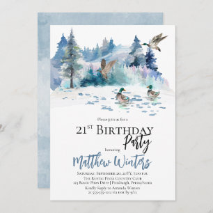 Invitación Naturaleza forestal de Woodland 21ª Fiesta de cump