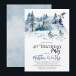 Invitación Naturaleza forestal de Woodland 40º Fiesta de cump<br><div class="desc">Escena boscosa con temática natural,  con patos fiesta por su "cumpleaños 40". Diseño compuesto por Holiday Hearts Designs.</div>