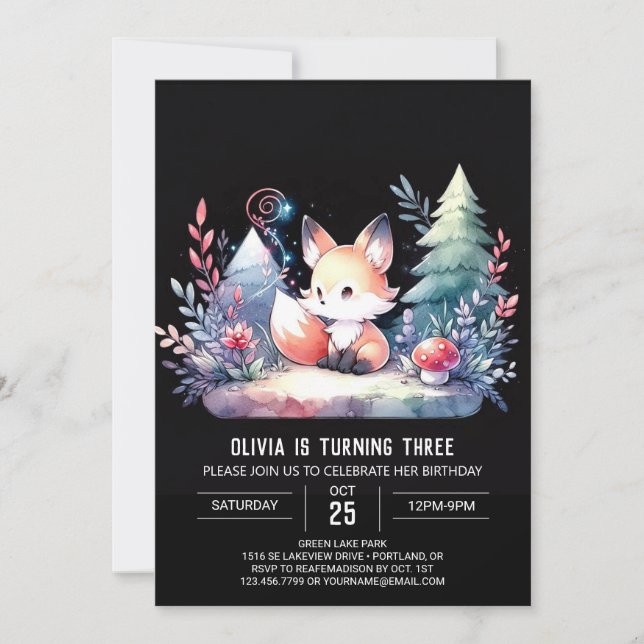 Invitación Naturaleza Majestic Fox Birthday digital (Anverso)