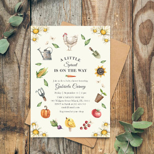 Invitación Naturaleza Pequeño Brote en Camino Baby Shower