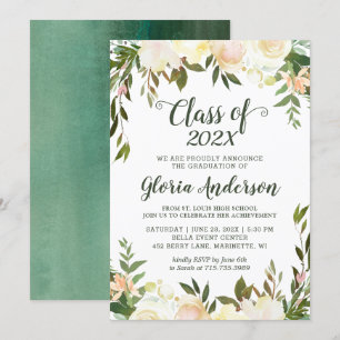 Invitación Naturaleza Verdor Clase Floral de 2022 Graduación