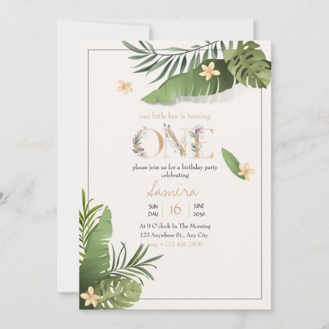 Invitación Nature birthday invitation template flowers invite (Anverso)