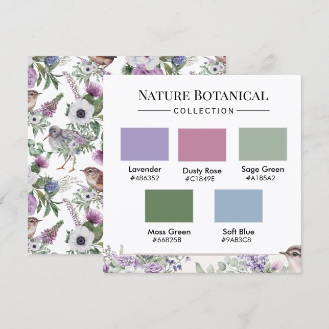 Invitación Nature Botanical Color Palette Card (Anverso / Reverso)