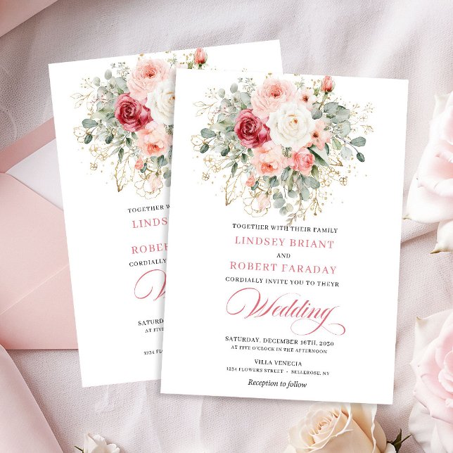 Invitación Nature-Inspired Blush Roses Boho Wedding Invite (Nature-Inspired Blush Roses Boho Wedding Invite)