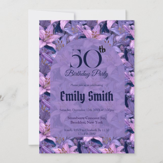 Invitación Nature Inspired Lilies Accent Birthday Present (Anverso)