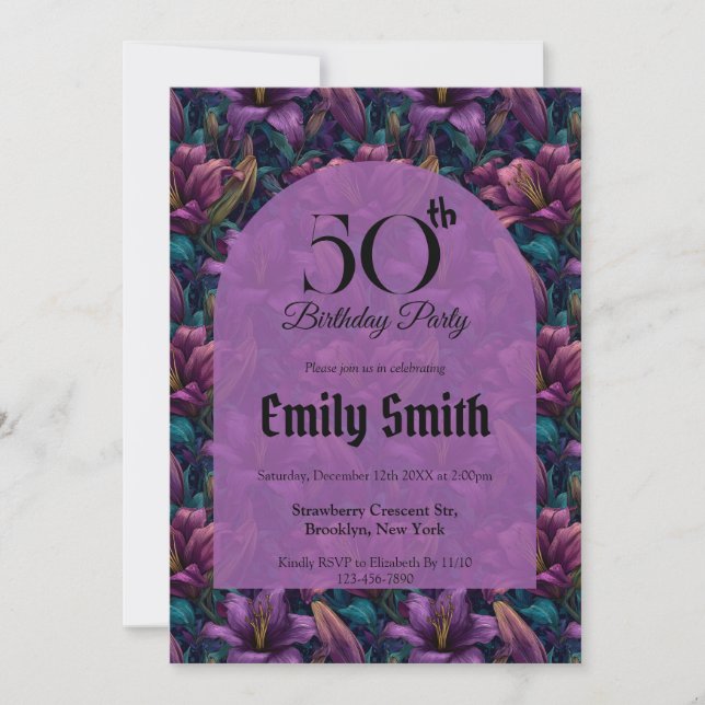 Invitación Nature Inspired Lilies Inspired 30Th Birthday (Anverso)