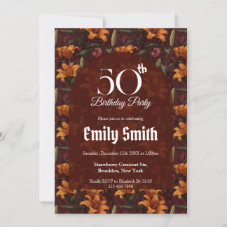 Invitación Nature Inspired Lilies Sparkle 90Th Birthday