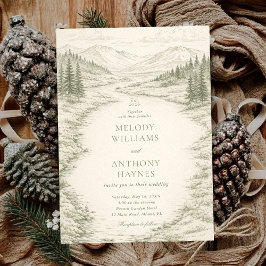 Invitación Nature Wedding with Pine Trees Mountain Landscape