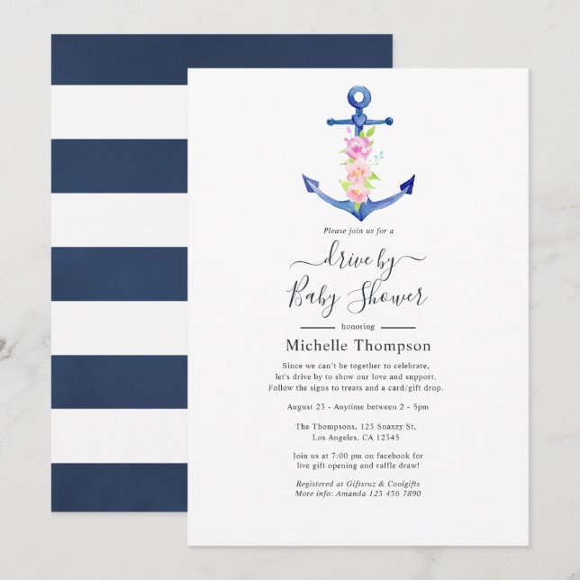 Invitación Naufragancia acuática por novia o Baby Shower (Anverso / Reverso)