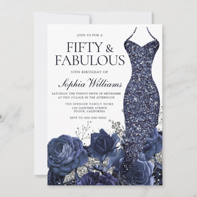 Invitación Naufragio y floral 50 y fabuloso 50 años (Anverso)