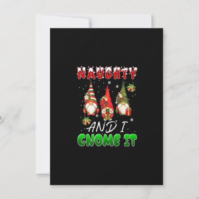 Invitación Naughty and I Gnome It Christmas Cute Gnomes Famil (Anverso)