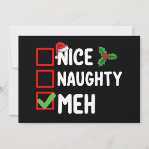 Invitación Naughty Meh Funny Navidades lista vacaciones