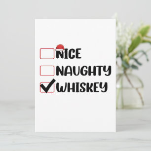 Invitación Naughty Nice Whiskey Santa Navidades List