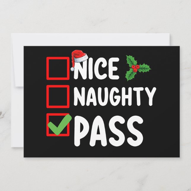 Invitación Naughty Pass Navidades Lista de vacaciones familia (Anverso)