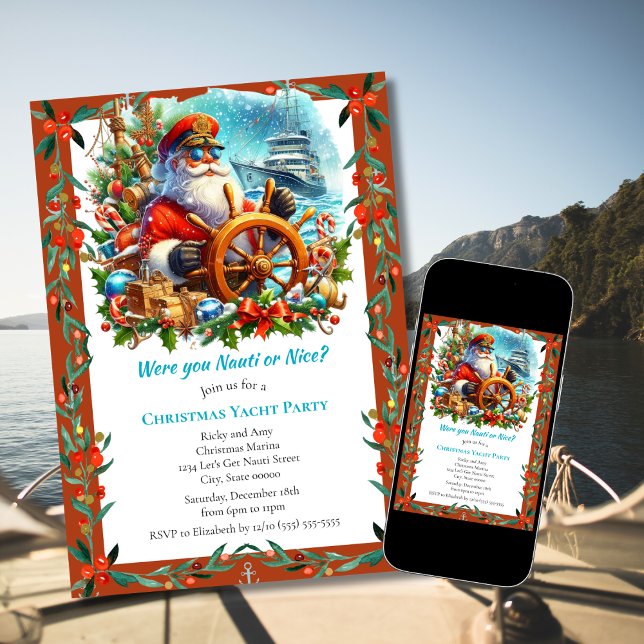 Invitación Nauti moderno o Fiesta de yate de Navidades de Niz (Subido por el creador)