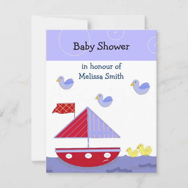 Invitación náutica a Baby Shower (Anverso)