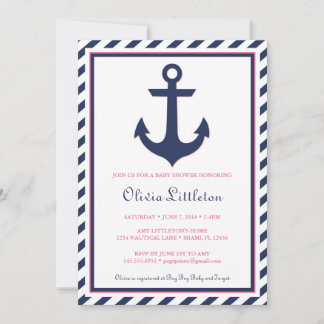 Invitación náutica a Baby Shower - Ahoy es Chica