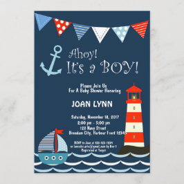 Invitación náutica a Baby Shower, ¡Ahoy es un chic