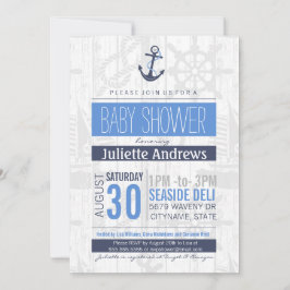 Invitación náutica a Baby Shower, Boy Blue