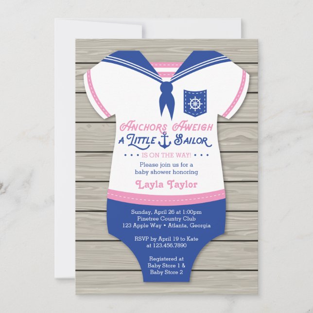 Invitación náutica a Baby Shower, género neutro (Anverso)