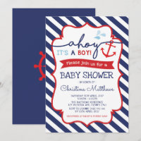 Invitación náutica a Baby Shower hoy es un chico!