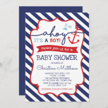 Invitación náutica a Baby Shower hoy es un chico!