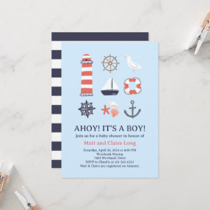 Invitación náutica a Baby Shower hoy es un niño