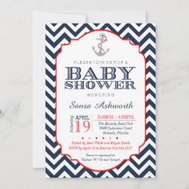 Invitación náutica a Baby Shower, marina roja Chev