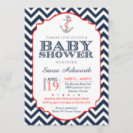 Invitación náutica a Baby Shower, marina roja Chev