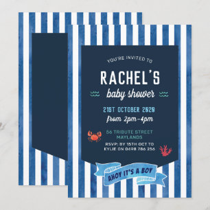 Invitación náutica a Baby Shower, náutica