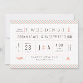 Invitación náutica a Pastel Beach Wedding Invitaci