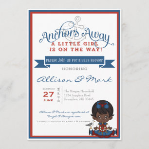 Invitación náutica afroamericana a Baby Shower