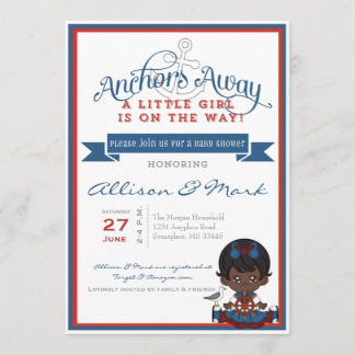 Invitación náutica afroamericana a Baby Shower