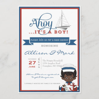 Invitación náutica afroamericana a Baby Shower