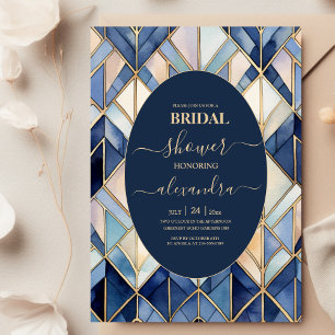 Invitación Náutica azul y oro Art Decó Noche
