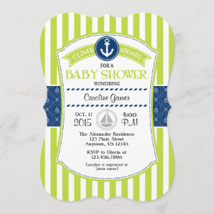 Invitación náutica azulverde de Baby Shower de la