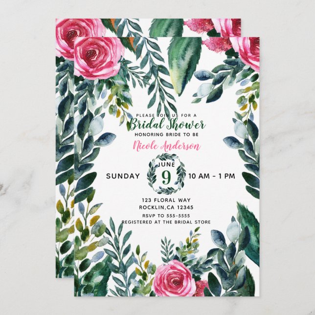 Invitación Náutica Botánica Vintage Floral Sale Bridal (Anverso / Reverso)