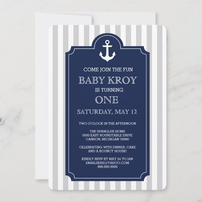 Invitación náutica de Baby Shower (Anverso)