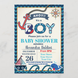 Invitación náutica de Baby Shower a un niño