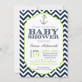 Invitación náutica de Baby Shower, azul de la cal
