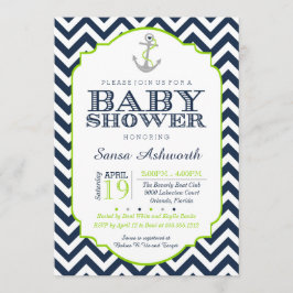 Invitación náutica de Baby Shower, azul de la cal