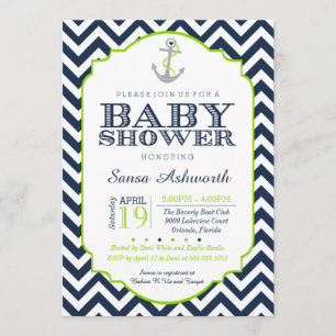 Invitación náutica de Baby Shower, azul de la cal
