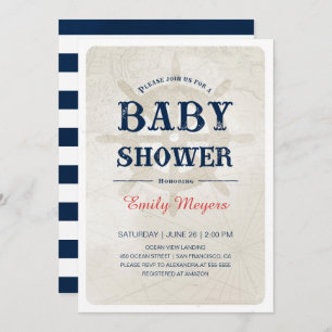 Invitación náutica de Baby Shower de los azules