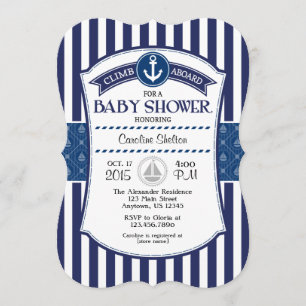 Invitación náutica de Baby Shower de los azules