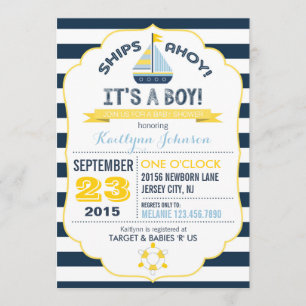 Invitación náutica de Baby Shower del ancla y de