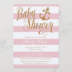 Invitación náutica de Baby Shower del chica del